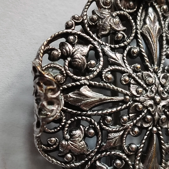 🗼A-F Paris France Brooch Art Nouveau Silver Filigree Clip Vintage - Picture 4 of 10